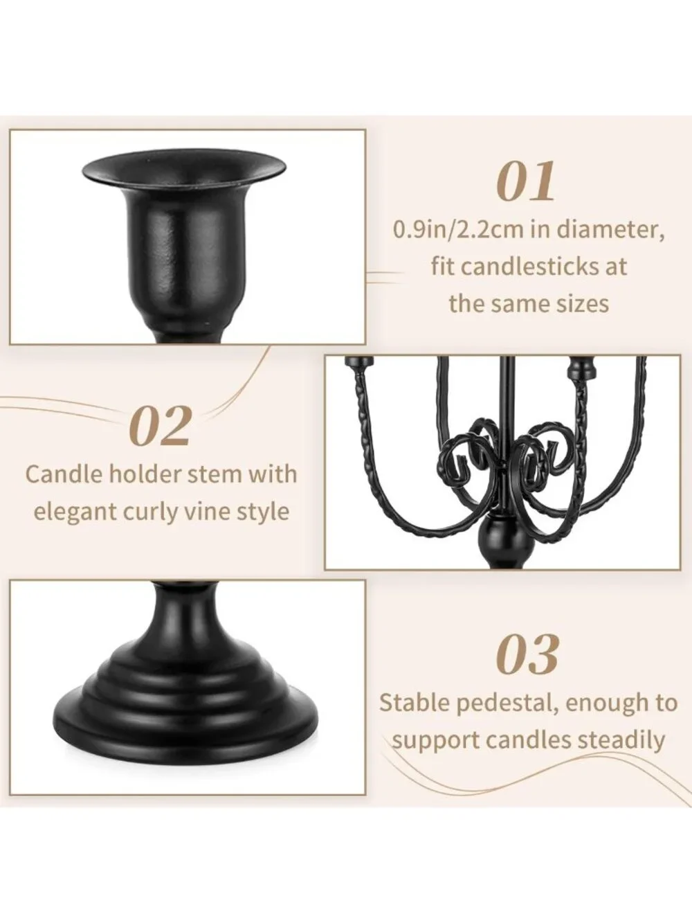 Elegant Black 5-Arms Halloween Candelabra Candle Holder for Spooky Decor